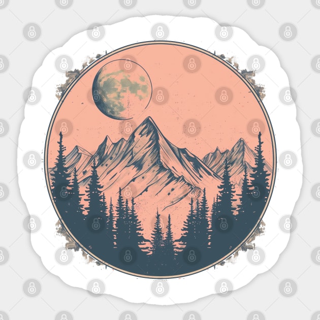 Vintage Mountain Scene Sticker by Curious Craze